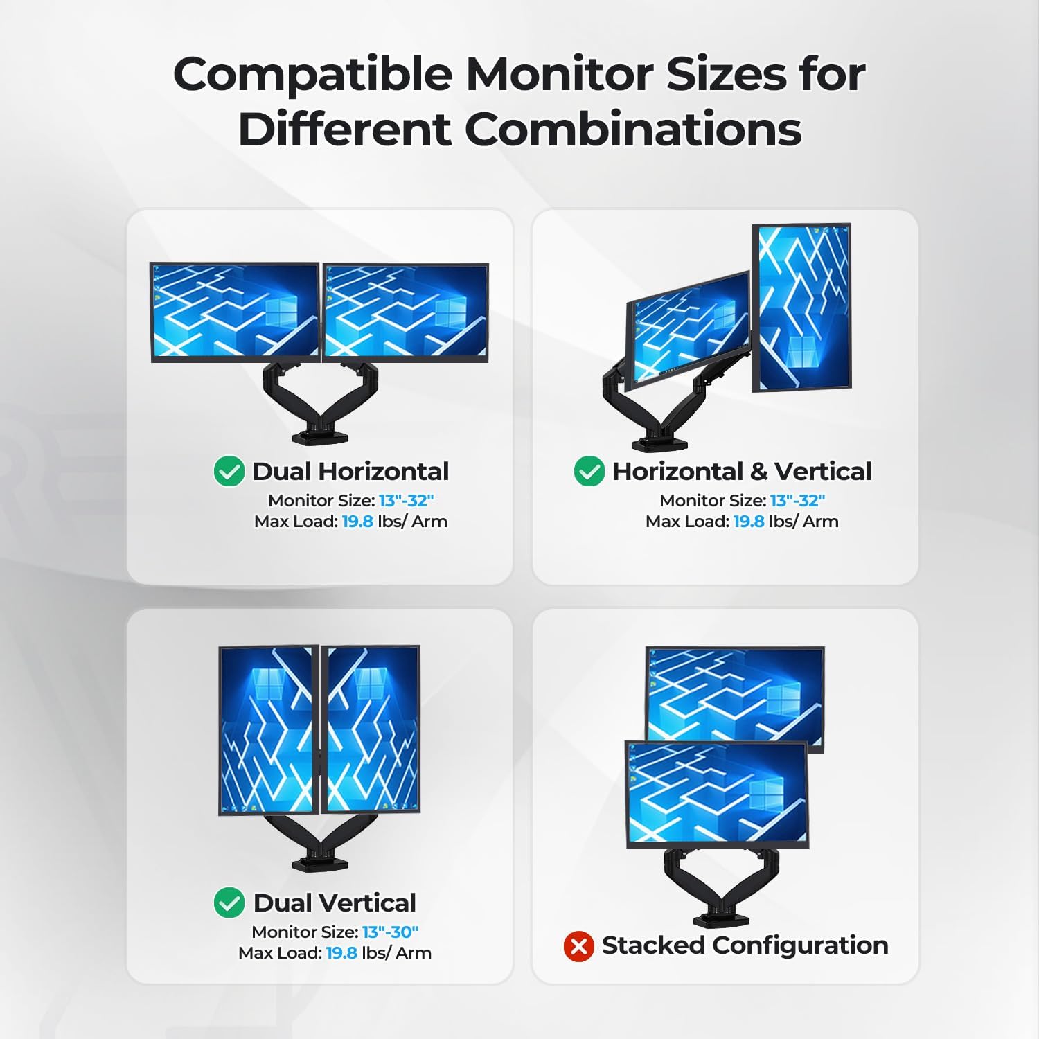 Ergonomic Dual Monitor Arm Stand