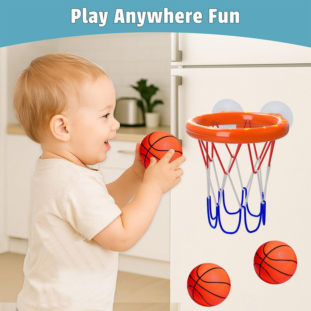Bath Toys - Bathtub Basketball Hoop for Toddlers Kids with 4 Mold-Free Balls & Strong Suction Cup Basketball Hoop |