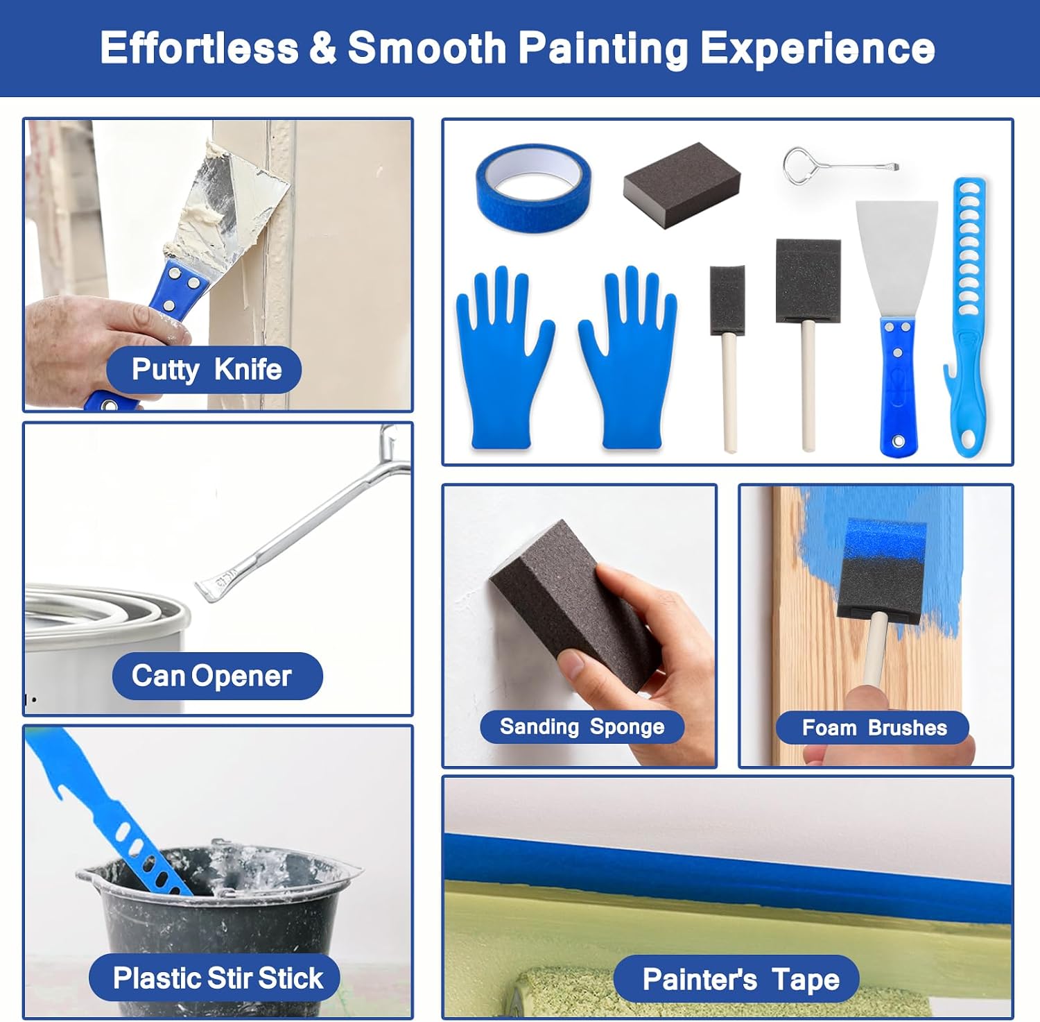 Paint Roller Kit with Extension Pole, 34 Piece Set, 4" and 9" Paint Rollers, 1.63 Ft to 4 Ft Pole, Painting Brushes
