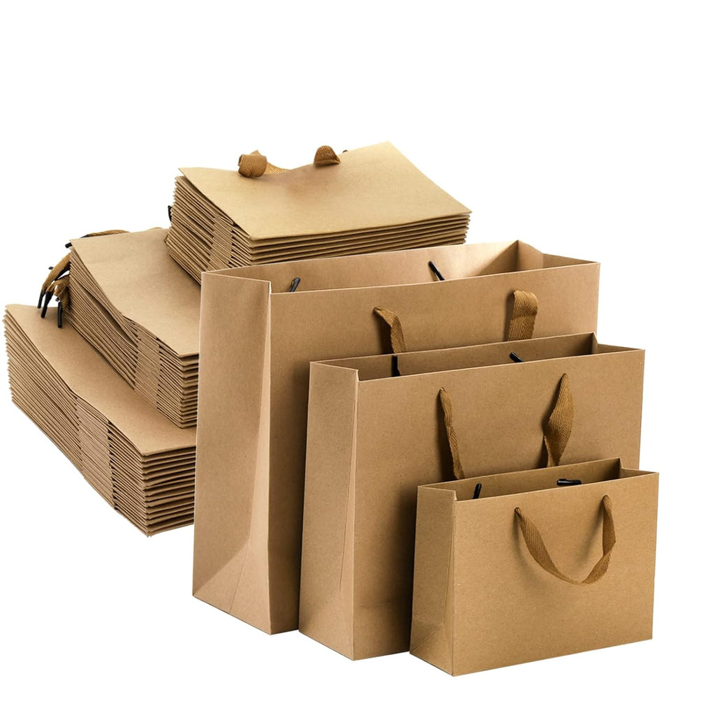 45 Pieces Brown Gift Bags, Heavy Duty Kraft Paper Bags with Handle