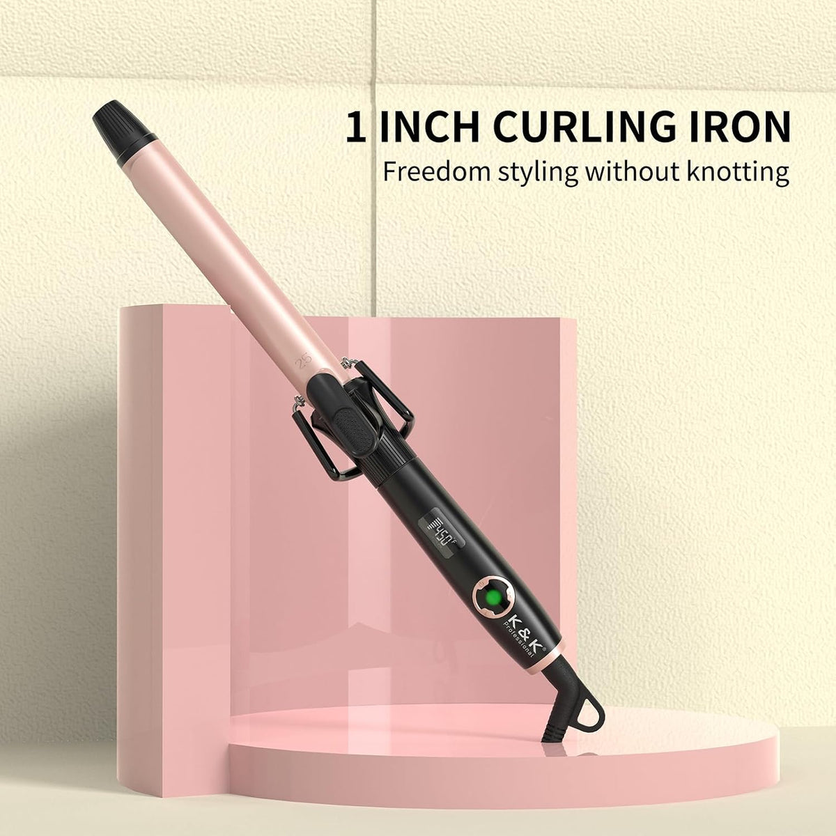 1 Inch Curling Iron with Clip, Ceramic Hair Curler, Dual Voltage | PRECISION CLIPPED BARREL 1" ceramic tourmaline
