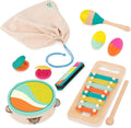 Wooden Musical Instruments, Make a Melody, 9-Piece Set, Interactive | Includes xylophone, tambourine, harmonica
