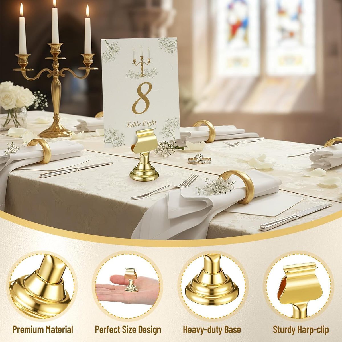 24 Pcs Wedding Table Number Holders Metal Gold Place Card Holder