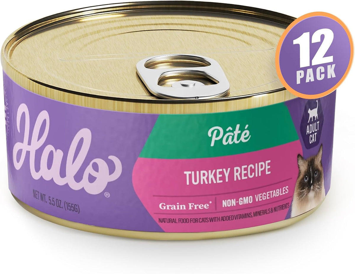 Pate Wet Cat Food, Real Turkey Recipe, 5.5 oz Can, 12-Pack