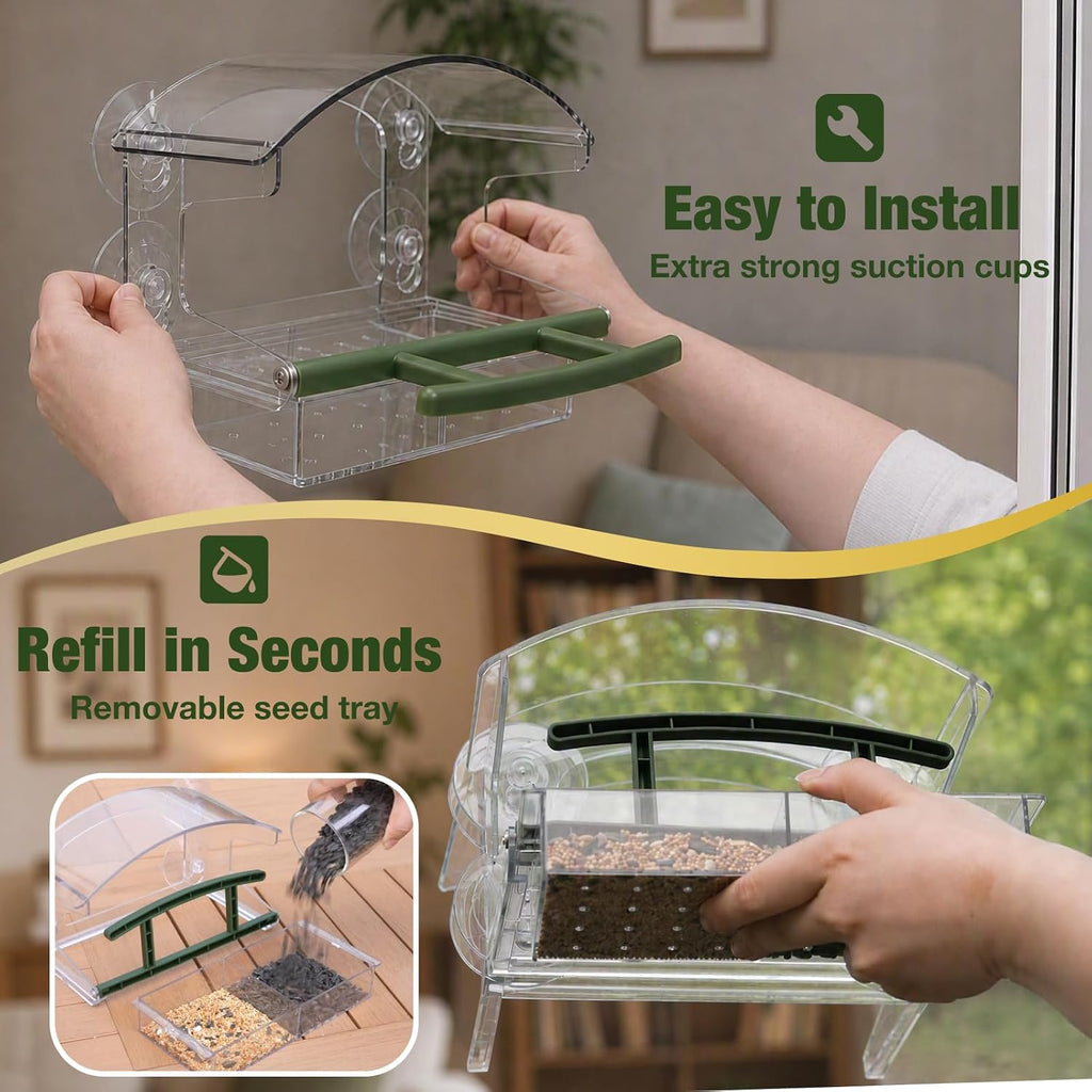Window Bird Feeder with 4 Extra Strong Suction Cups