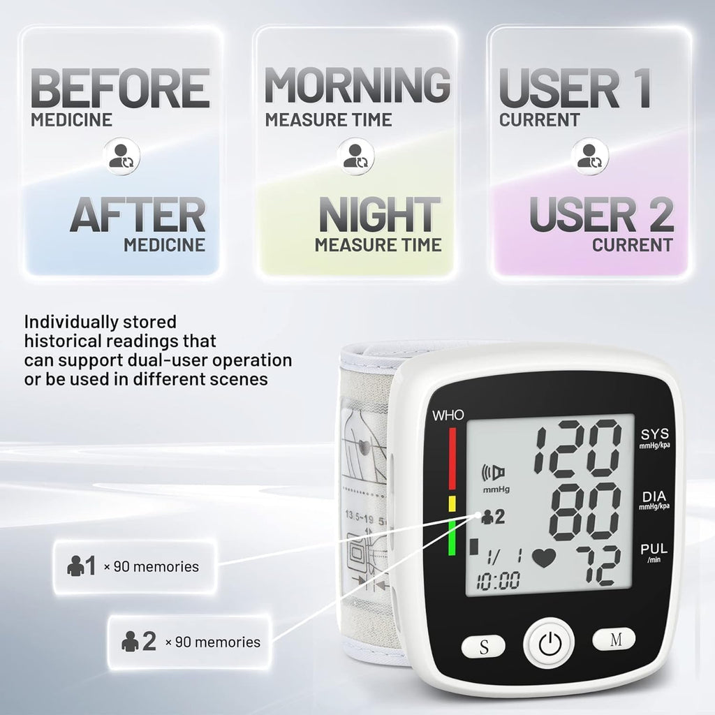 FDA Cleared Blood Pressure Monitor Wrist BP Machine for Home Use
