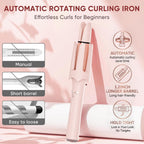 Auto Curling Iron with 4 Temps, 3 Timers & Shut-Off (Pink)