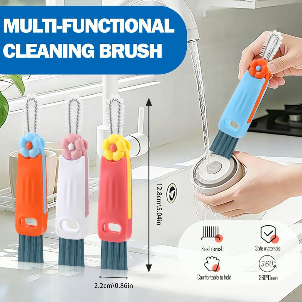 3 in 1 Cup Lid Cleaning Brush, 4PCS Multifunctional Crevice Cleaning Brush for Water Bottle Insulated Cup Tumbler Lid