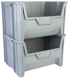 20" x 15" x 12.5" (3 Pack) Plastic Giant Stackable Hopper Bin, Gray
