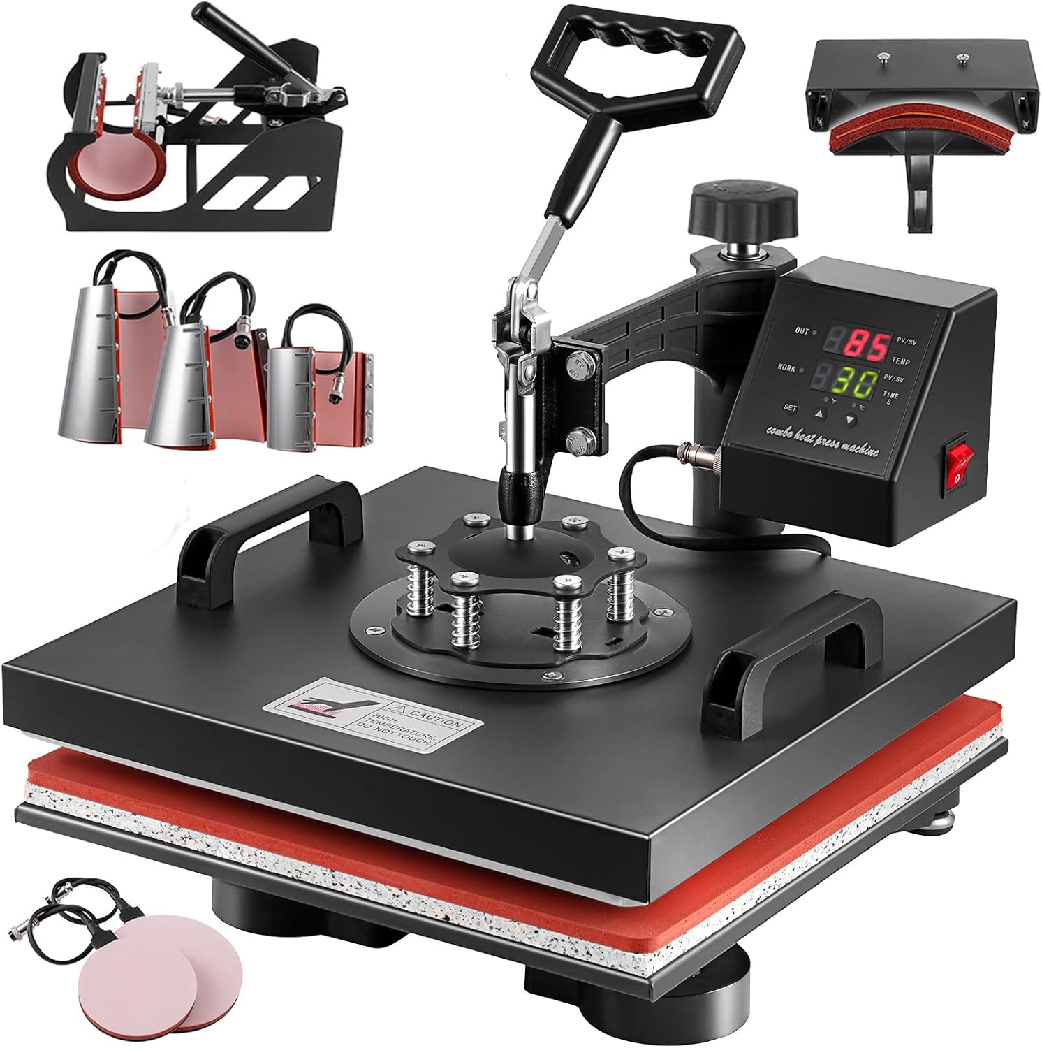 Heat Press 15x15 Inch 8 in 1 Heat Press Machine, Swing Away T Shirt Pressing Machine Digital Control, Multifunction