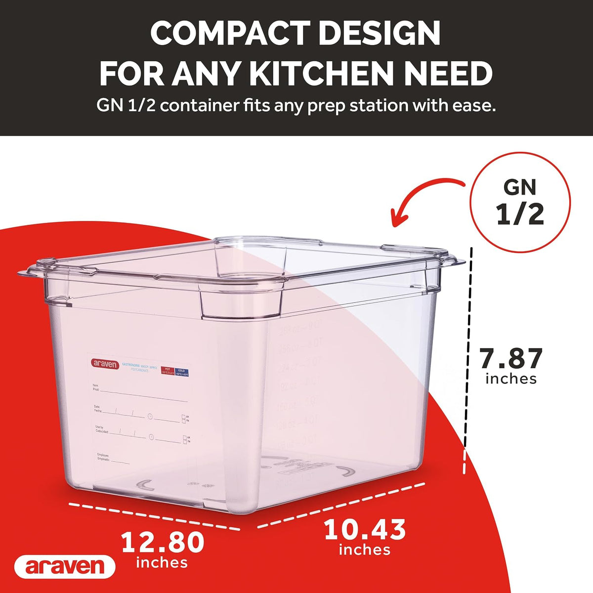 1/2 Size Food Pan, 8" Deep Polycarbonate
