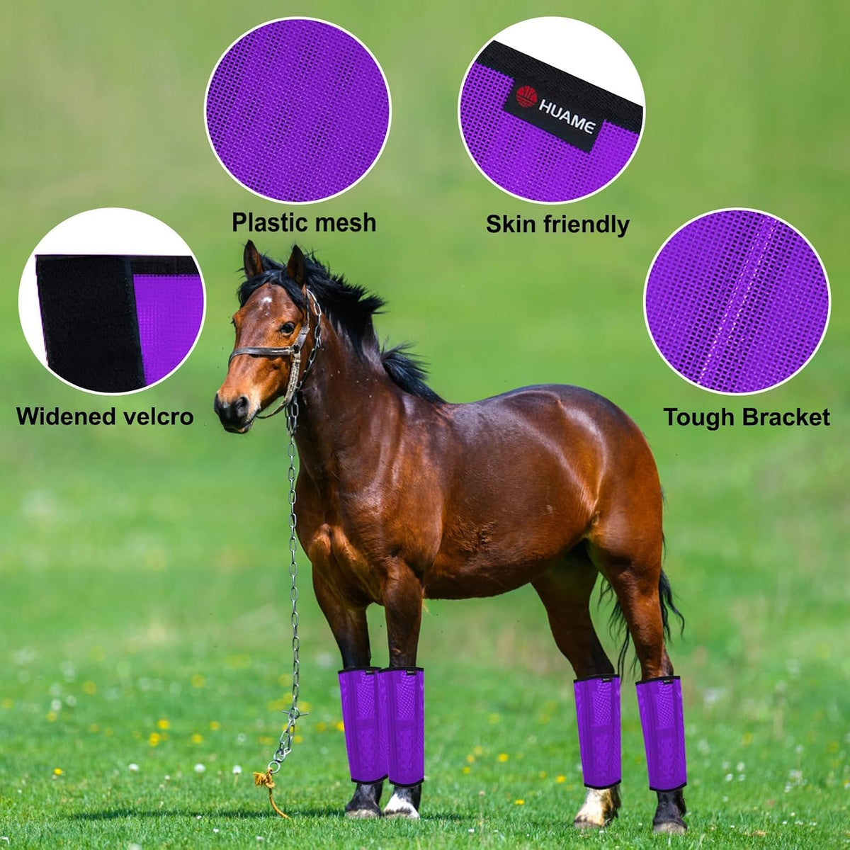 Horse Fly Boots, Breathable Mesh Protection Set of 4, Comfortable Horse Leggings, Breathable Mesh Design, Equine