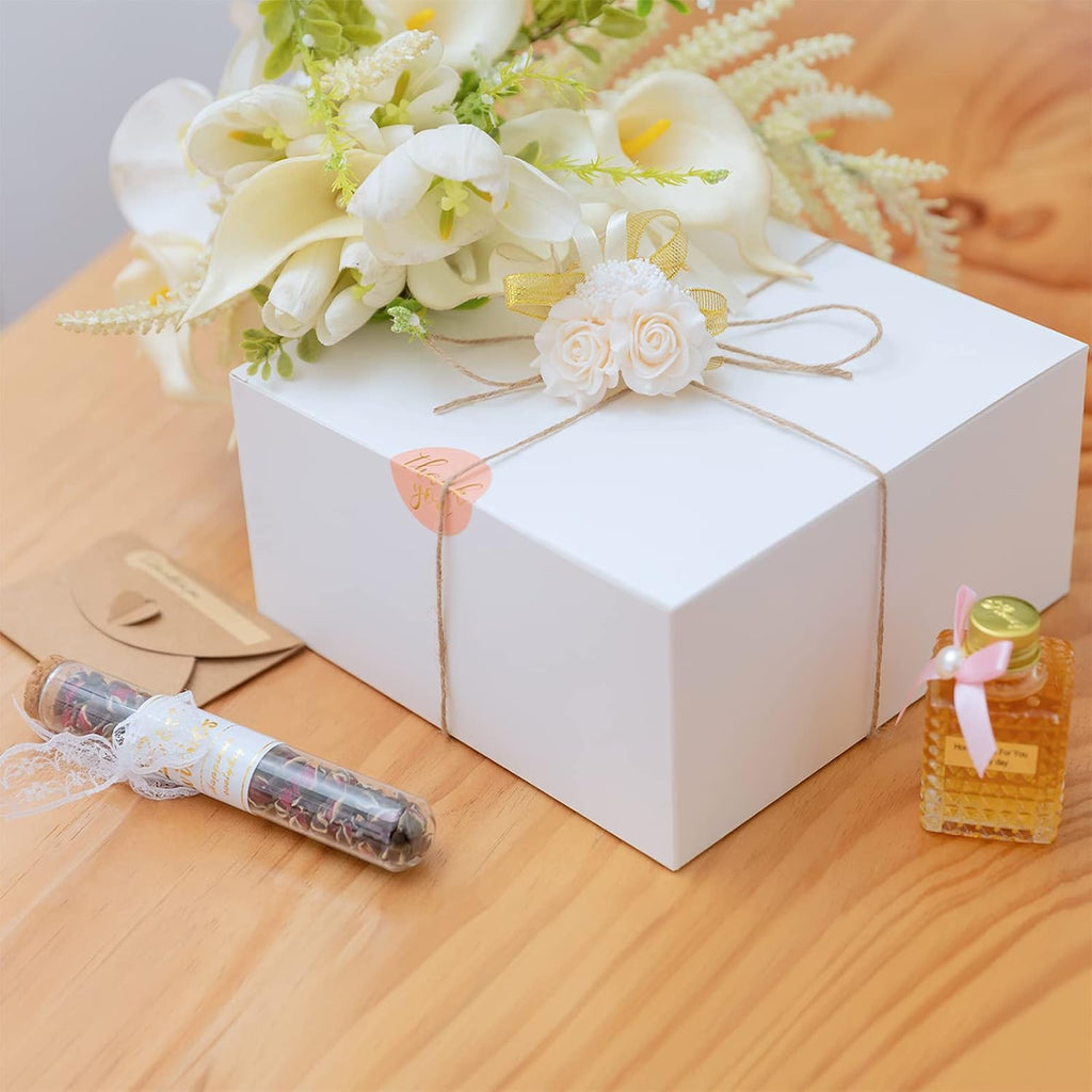 White Gift Boxes with Lids 12 Pack 8x8x4 in