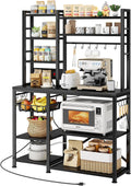 6-Tier Bakers Rack with Power Outlets, 36 x 14.6 x 72 in, Rustic Black