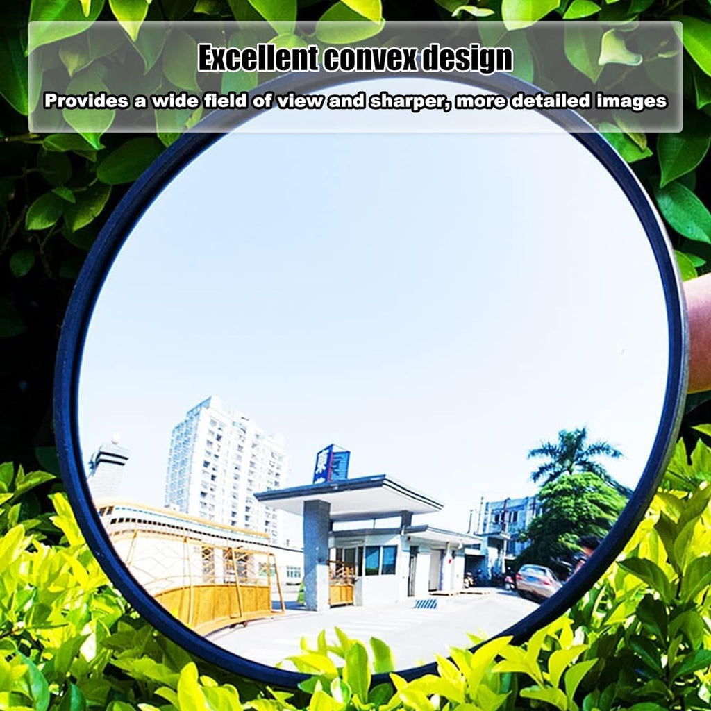 8" Convex Mirror – Adjustable Wall Bracket for Driveway | 8" curved blindspot mirror with adjustable wall bracket.