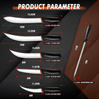 Butcher Knife Set 6 pcs - Game Processing Knife Set 7" Sharpener Rod