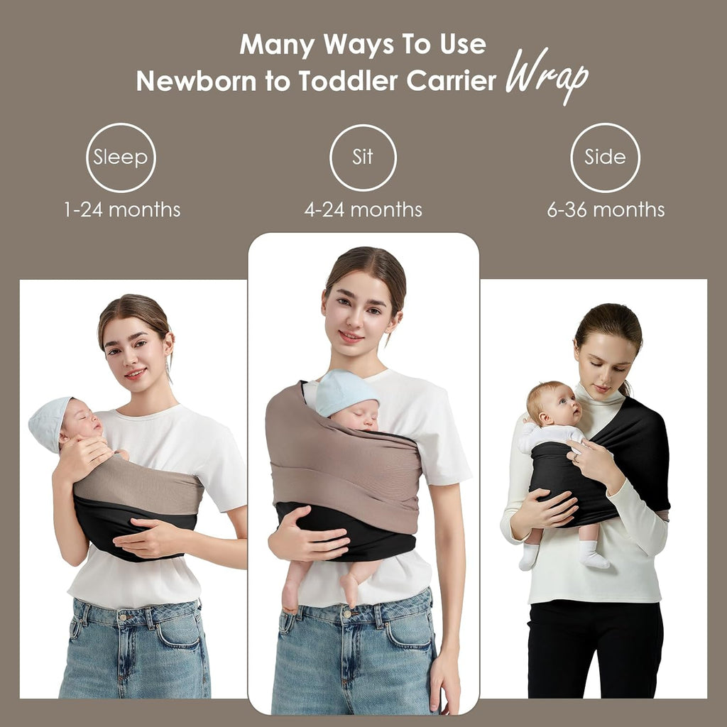 Baby Wrap Carrier, Lightweight Baby Wearing Wraps for Newborn and Infant, Soft Swaddle Holder Carrier, Cozy Baby