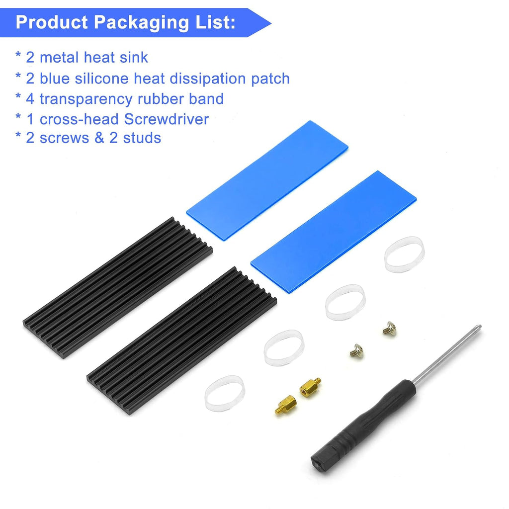 2pcs M.2 SSD Heatsink 2280 SSD NVMe Heat Sink