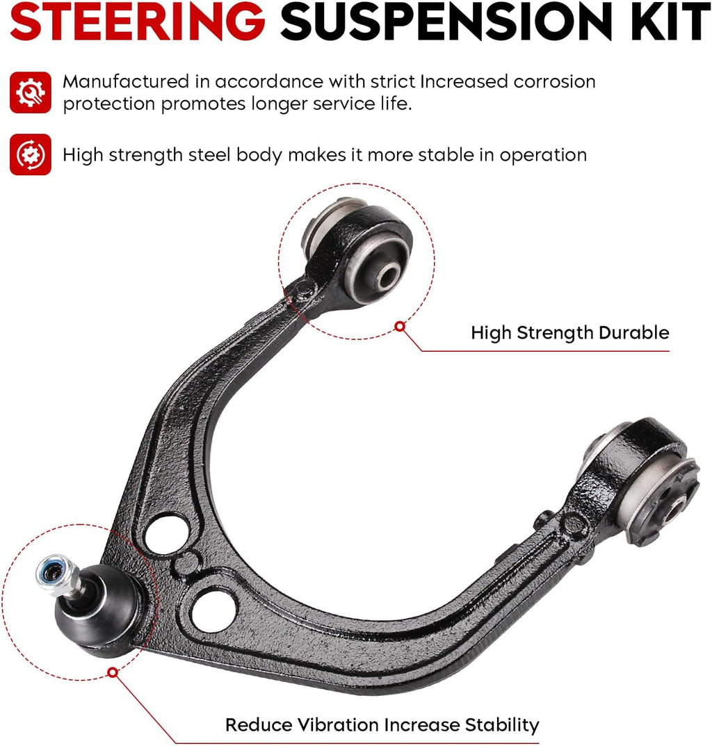 Front Upper and Lower Control Arms Suspension Kit Fit for 2011 2012 2013 2014 2015 2016 2017 Chrysler 300 Dodge Challenger Charger RWD with Lower Ball Joints Tie Rod End - 14pcs