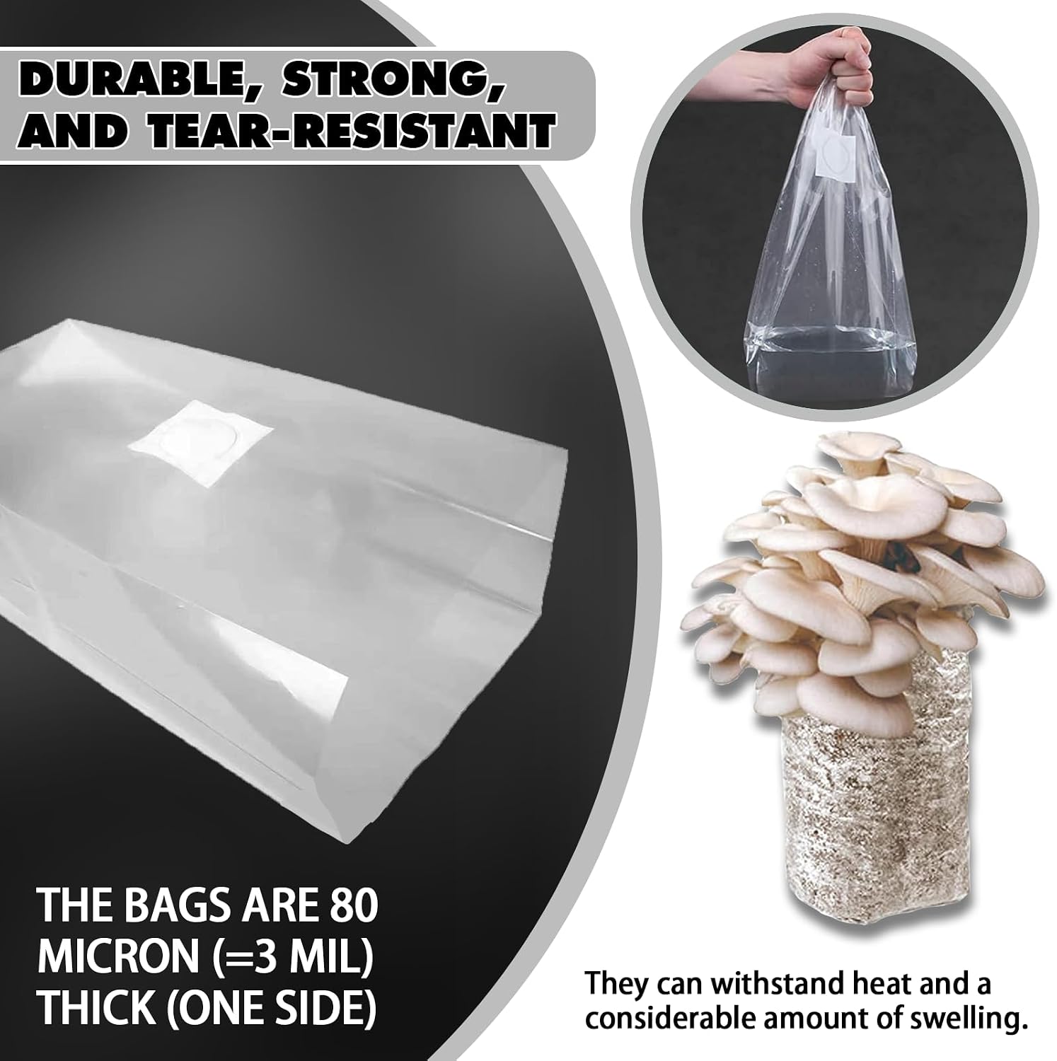 Autoclavable Mushroom Grow Bag with Microporous Filter Patchs