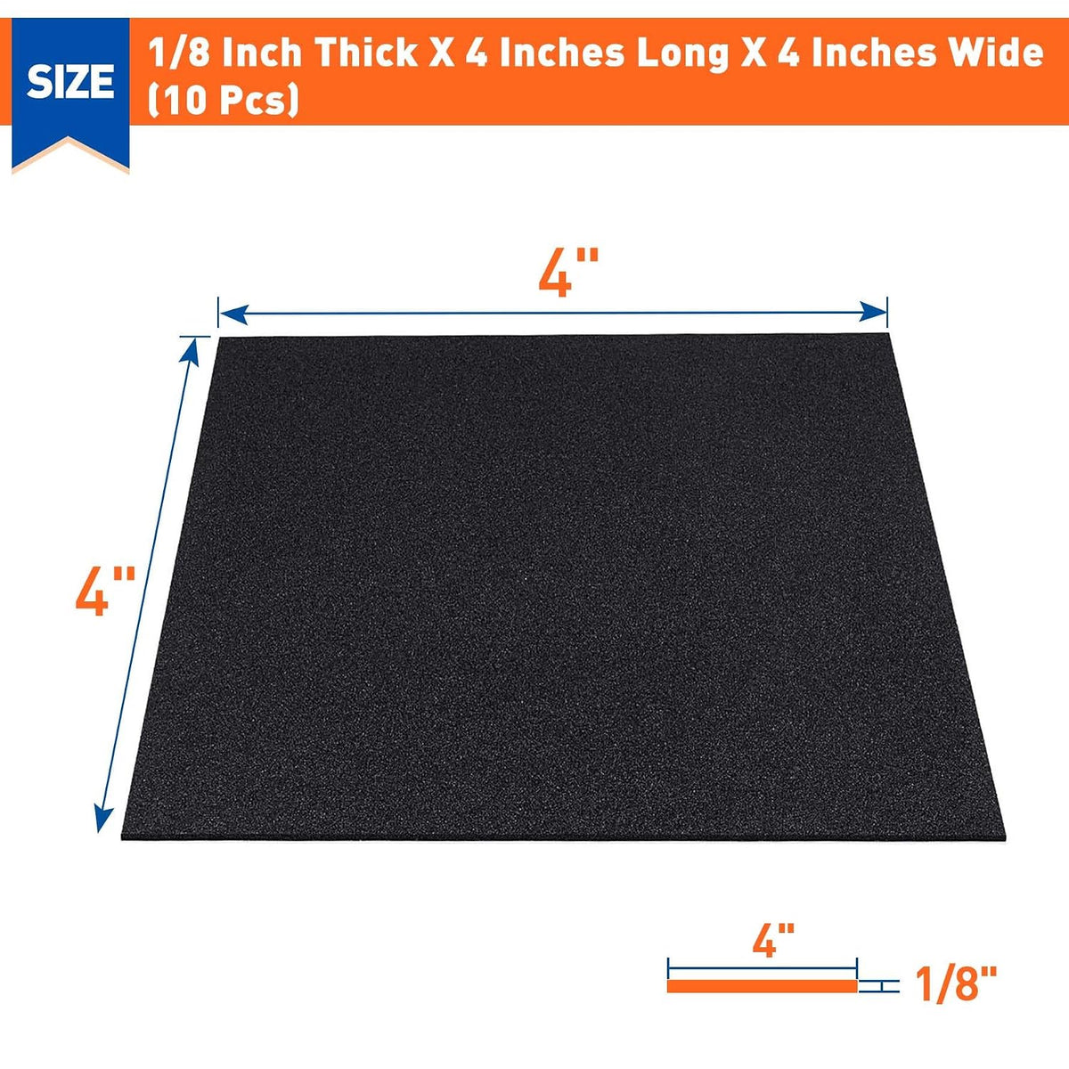 10Pcs Adhesive Foam Padding 1/8 in Thick X 4 in X 4 i