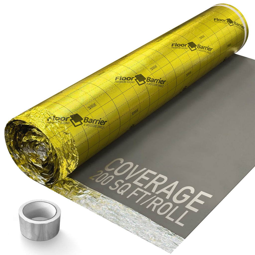 Premium Floor Underlayment with Moisture Barrier – 200 sq ft Roll, 3mm Thick – Quiets Foot Traffic Noise, Under Floor