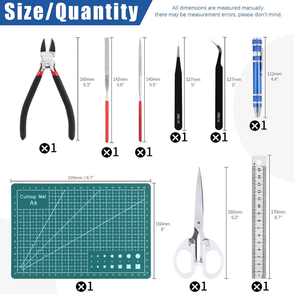 39Pcs Model Tools Kit Model Building Tools Hobby Model Tools Modeler Basic Tool Model Kit Crafts Tools Universal for