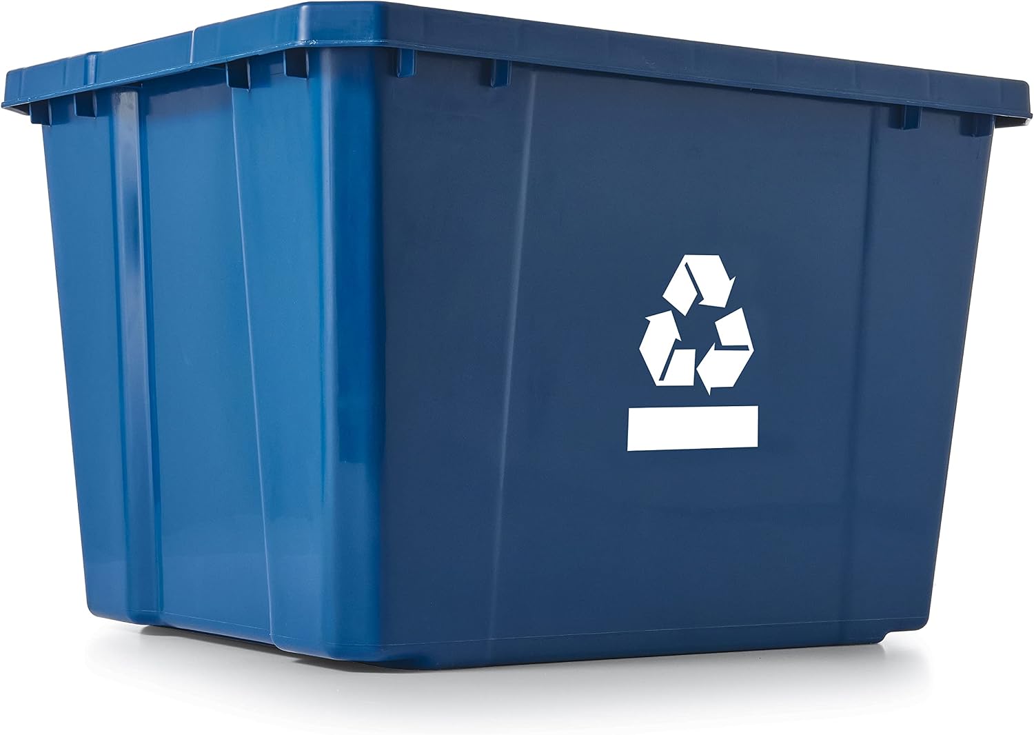 Medium Curbside Blue Box, Plastic 17 Gallon/64 Litre Home Trash Can Refuse and Recycling Bin Container with Built-in