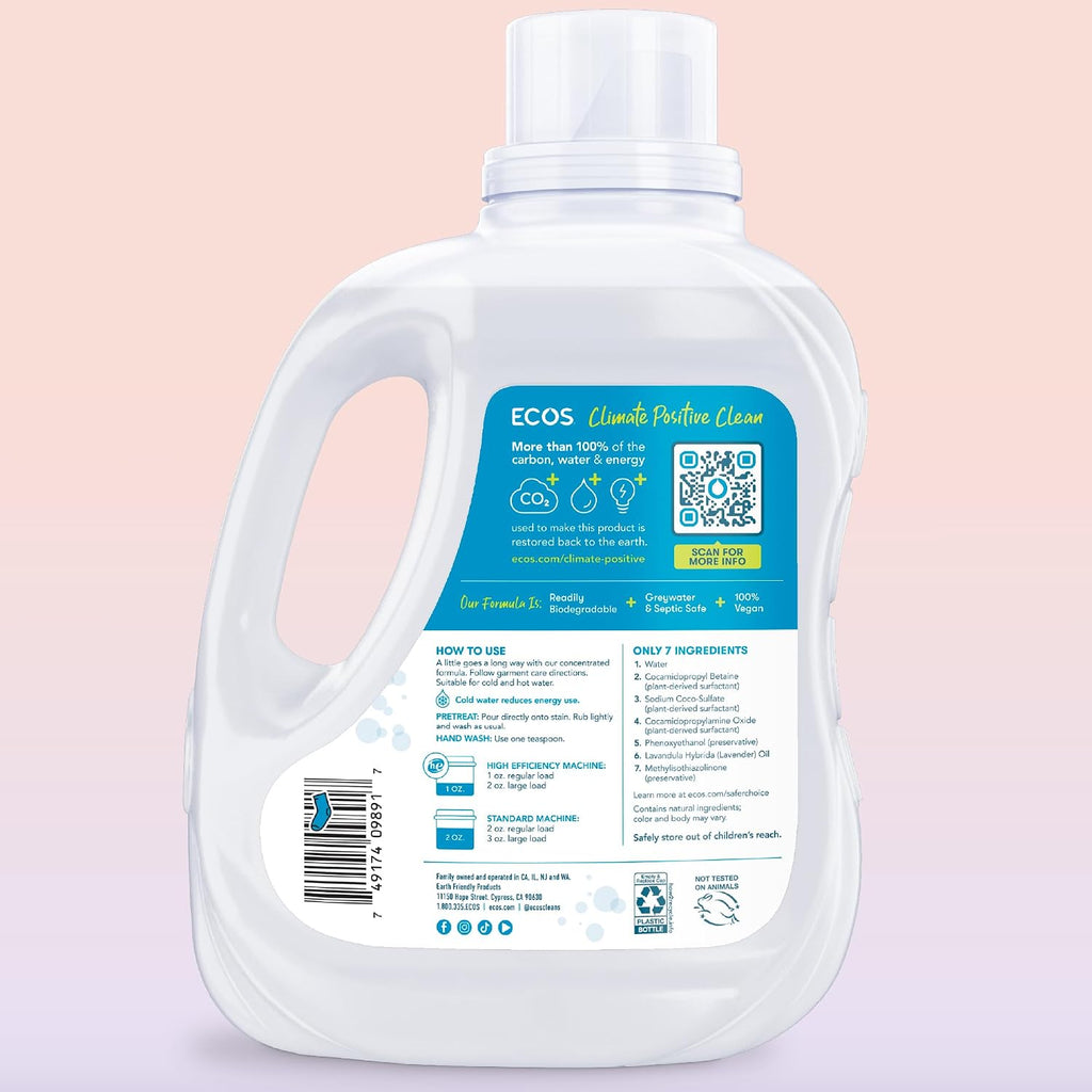 Laundry Detergent Liquid, Lavender, 100 Fl Oz (Pack of 2)