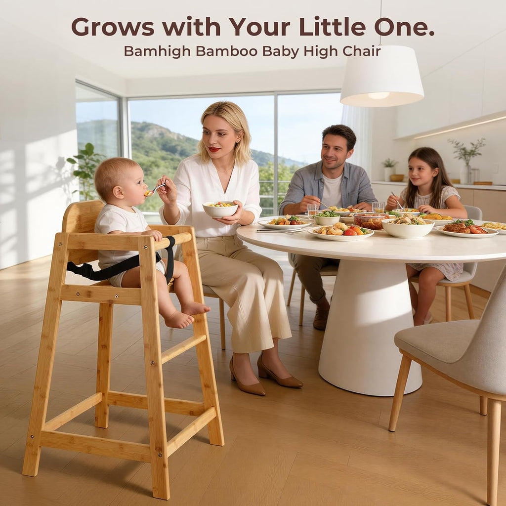 2026 Bamboo High Chair for Baby and Toddler Restaurant, Style Stackable