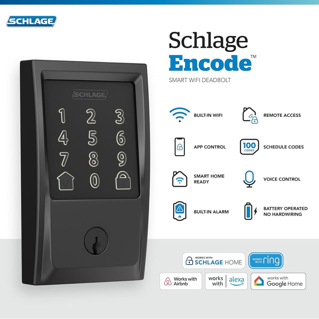 Encode Smart Wi-Fi Deadbolt Lock with Touchscreen Keypad, Keyless Front Door Entry, App Control, Alexa, Google Home