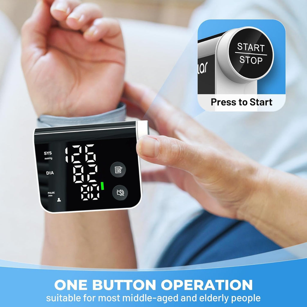 Wrist Blood Pressure Monitor with 240 Memory LED Display with Storage Bag