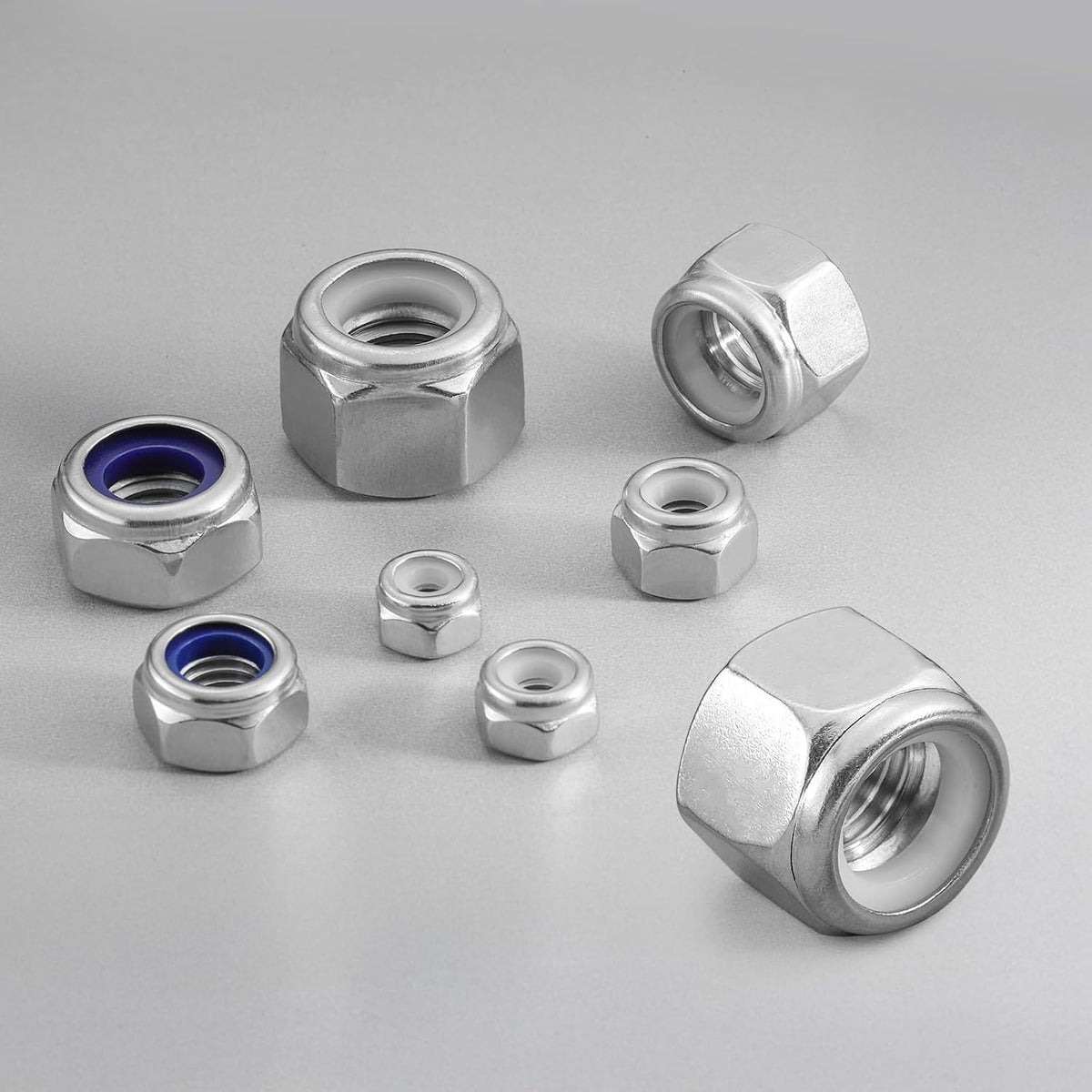 20Pcs 3/8-16 Lock Nuts, Nylon Insert Locknuts 304 Stainless Steel 18-8 SS Self-Locking Nuts, Coarse Thread Hex Nylock Nut