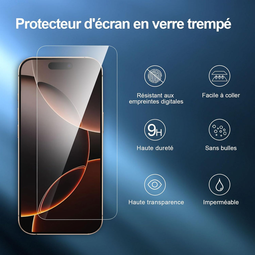 3 Pack Designed for iPhone 16 Pro, iPhone 17, 17 Pro Screen Protector (6.3 inches), Enhanced Tempered Glass