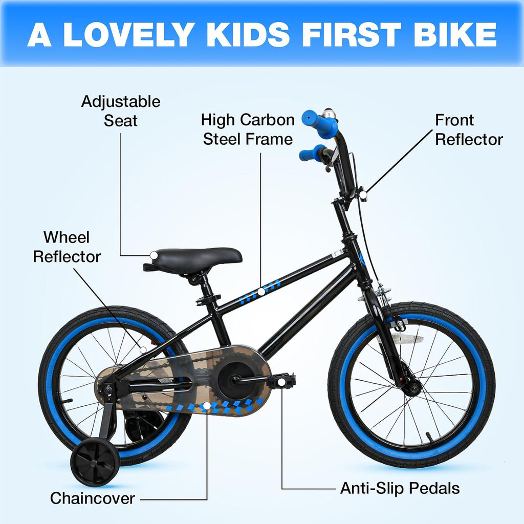 Kids Bike 16 20 Inch Child Bicycle Boy Girl Rider Beginner Cycling | Hand Brake,Coaster Brake, Adjustable Seat &