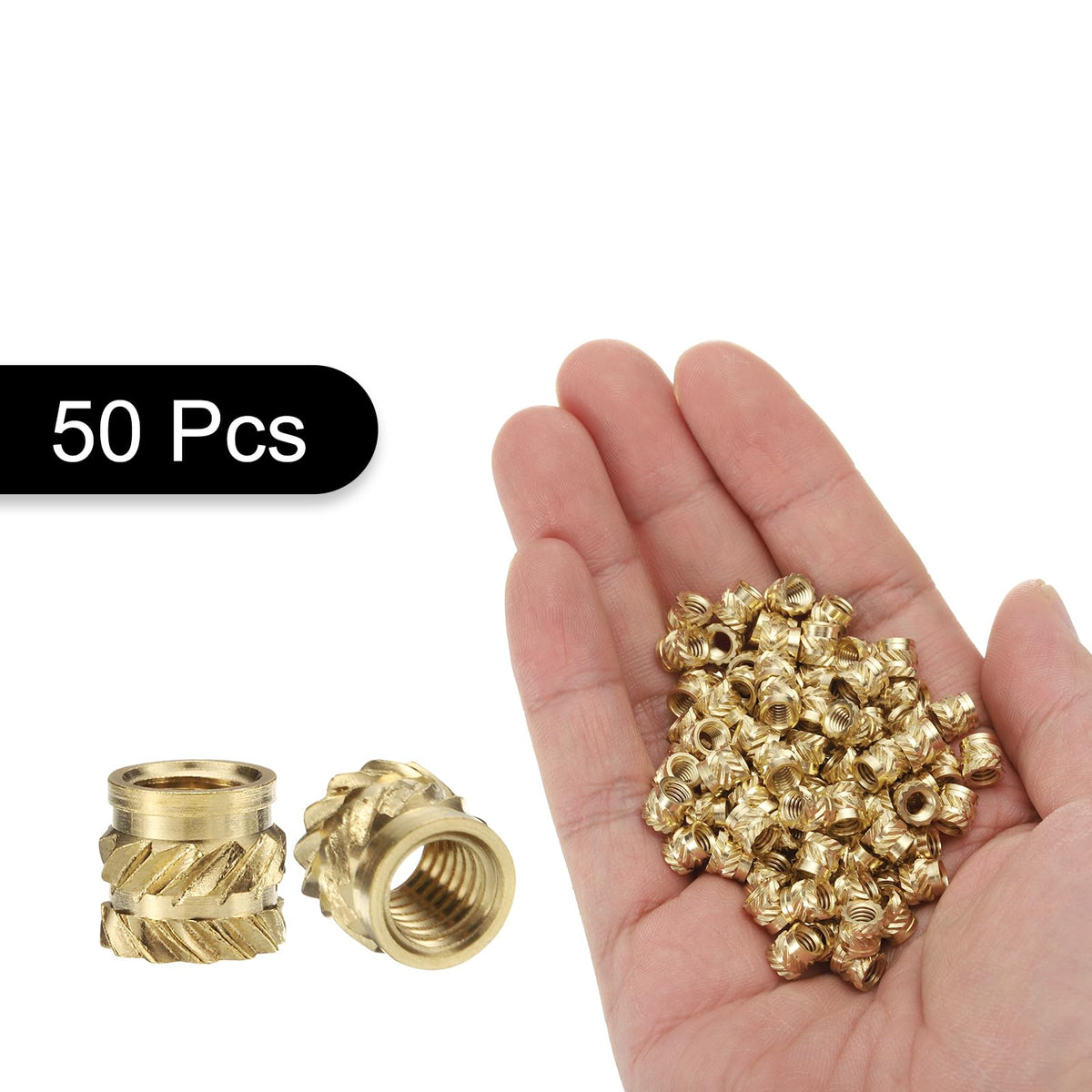 uxcell 50pcs M4 Threaded Inserts Brass Heat Set Insert M4x5.5mm, OD 6mm Knurled Insert Nuts, 3D Printing Brass Nuts Female Threaded Inserts Nuts