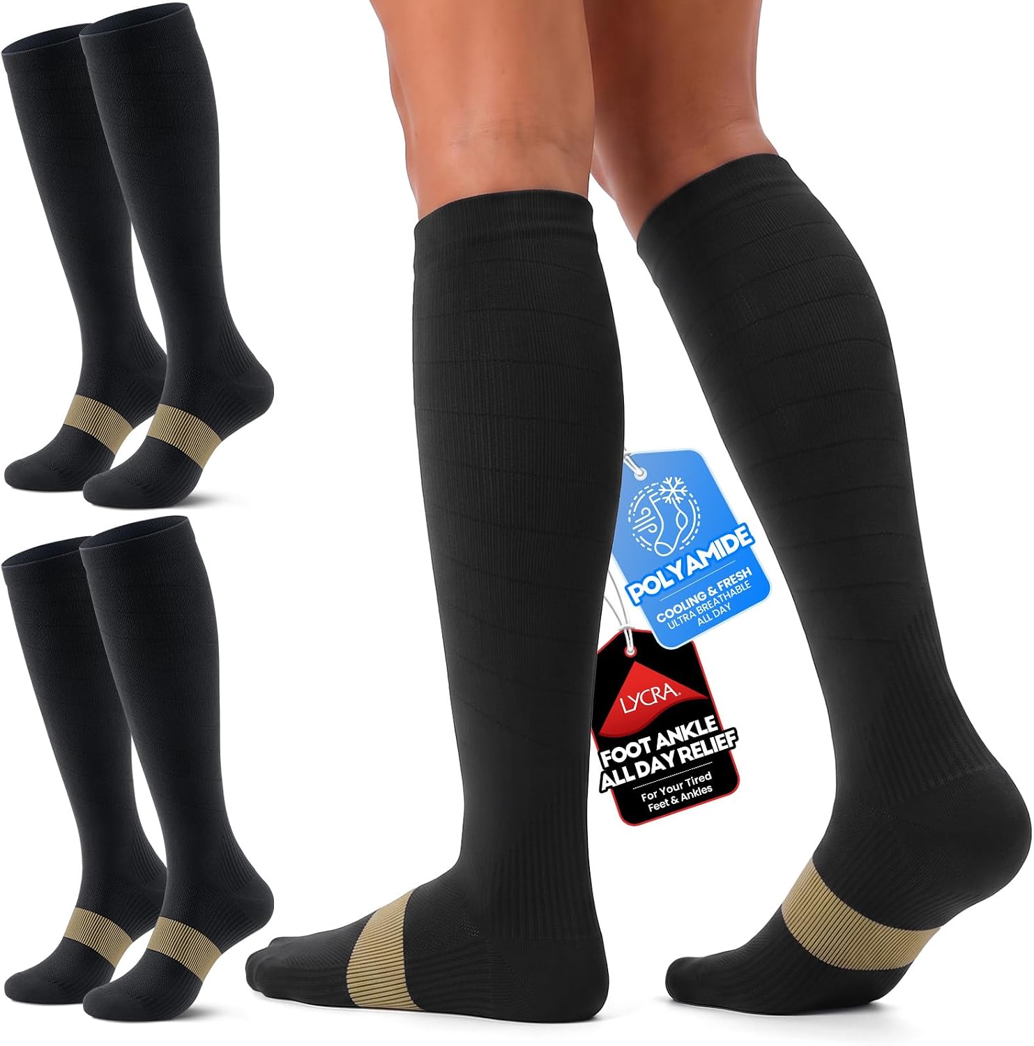 Compression Socks Women Men, All-Day Comfort 20-30mmHg Circulation Support for Nurse Travel Flying Daily Running