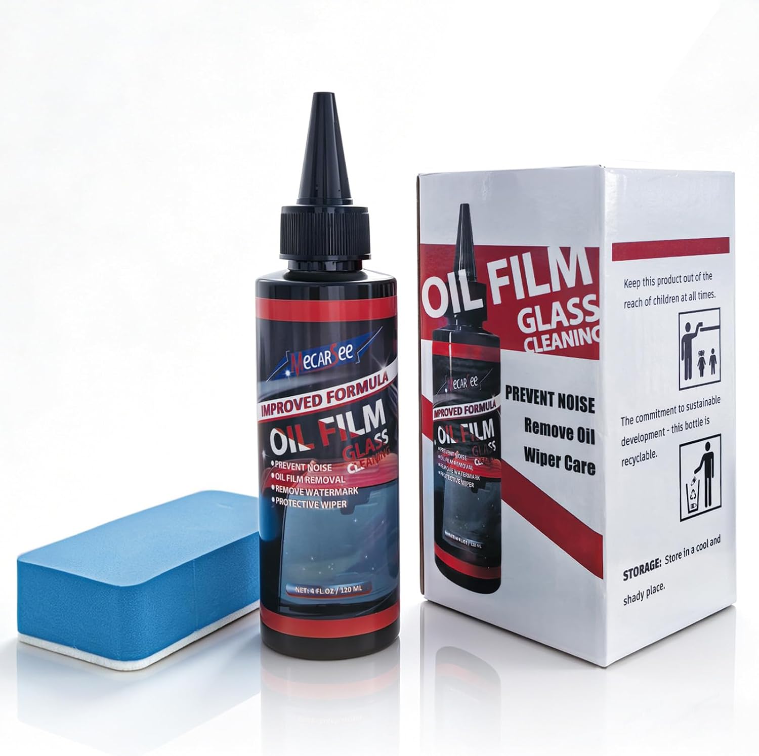 Oil Film Remover 4oz Streak Free Glass Cleaner, Car Truck SUV Window Spray | Windshield Anti-Fog Rain Repellent