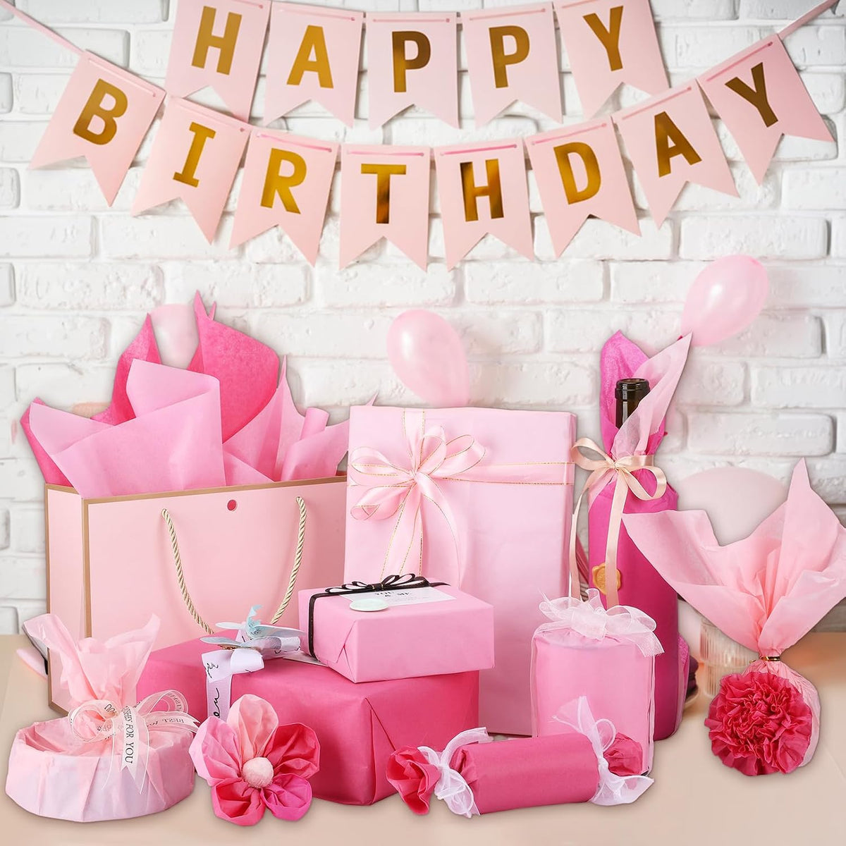 120 Sheets Pink Tissue Paper for Gift Bags 20 x 14 Inch