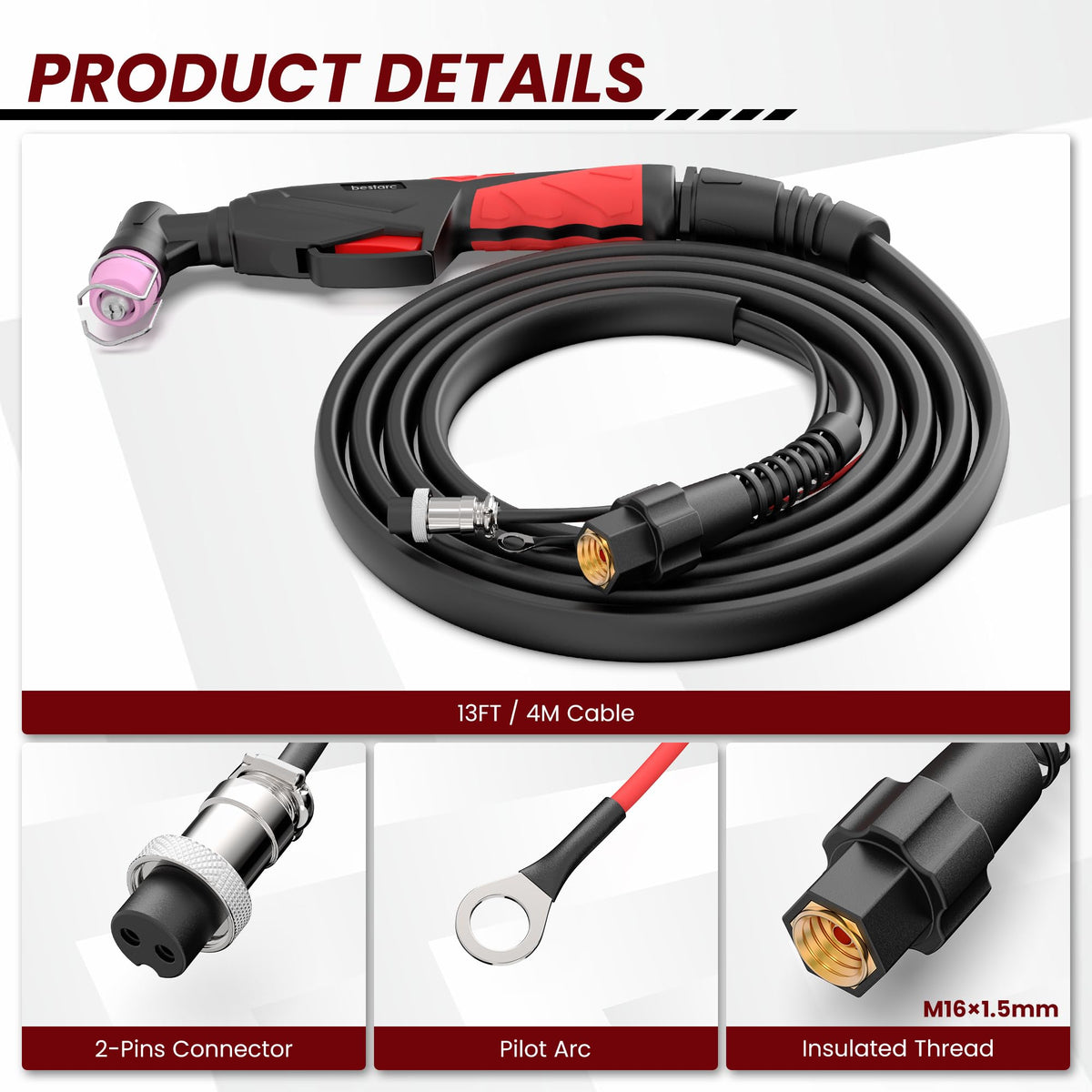 Bestarc Pilot Arc Plasma Cutting Torch, AG60P 4 Meters High Frequency Air