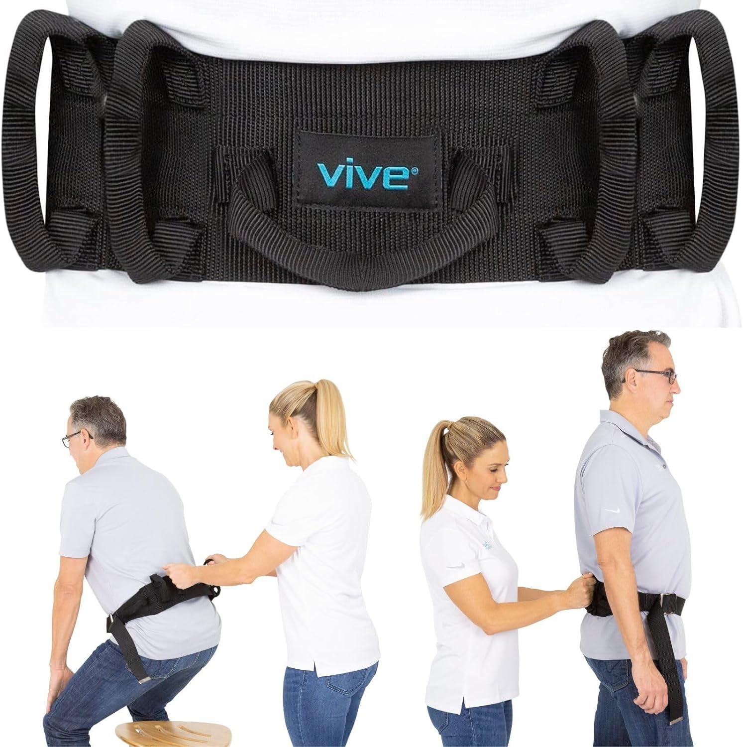 Gait Belt (350lbs) Transfer Belt with Handles - Medical Nursing Safety Patient Assist - Bariatric, Elderly, Handicap