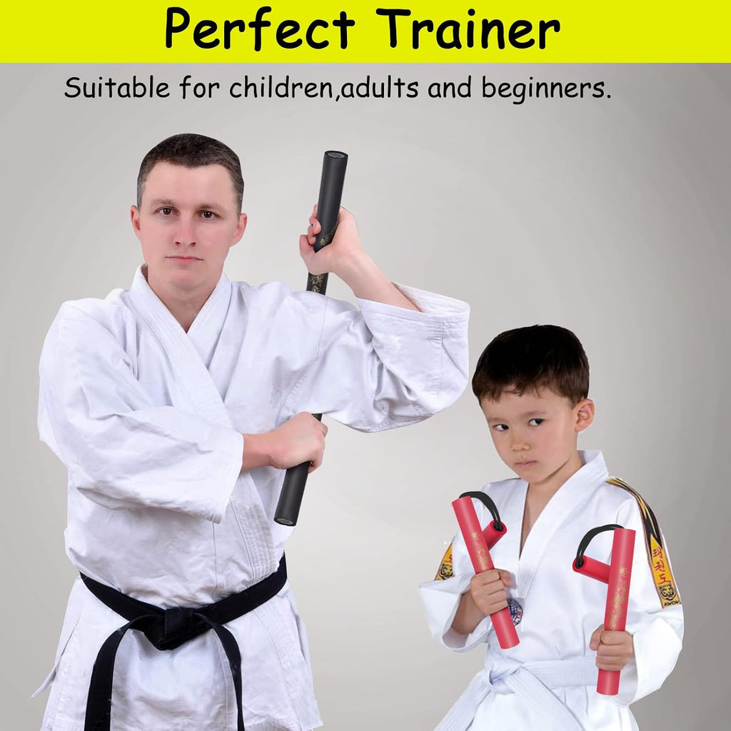 Nunchucks Cord Nunchakus Safe Foam Rubber Training Nunchucks with Cord 2PCS for Kids & Beginners Practice and Training