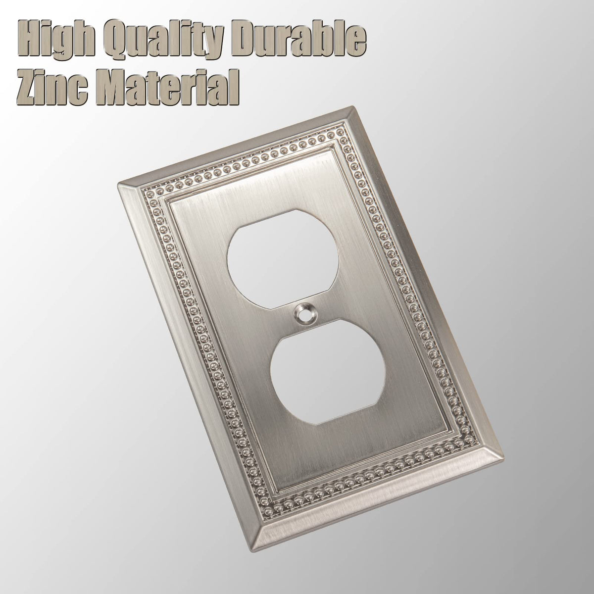 Sunken Pearls Heavy-Duty 1 Duplex Outlet Cover, Satin Nickel, 2 Pack