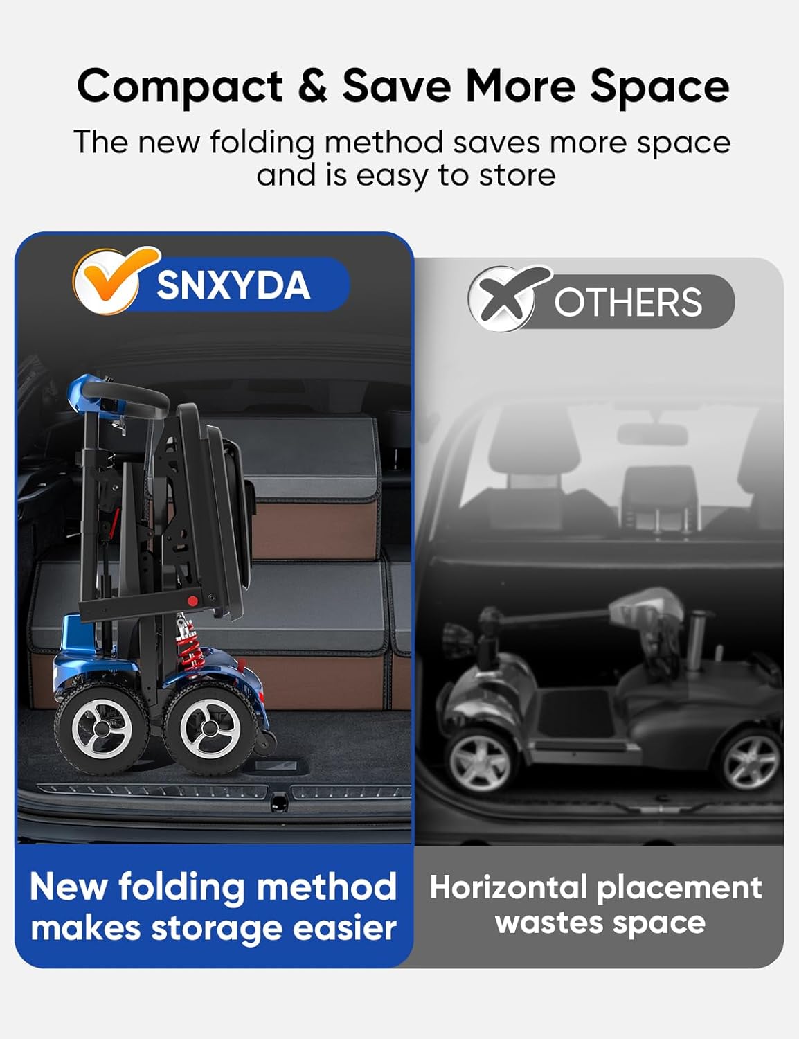 4-Wheel Folding Mobility Scooters for Seniors & Adults - 37.5lbs Light