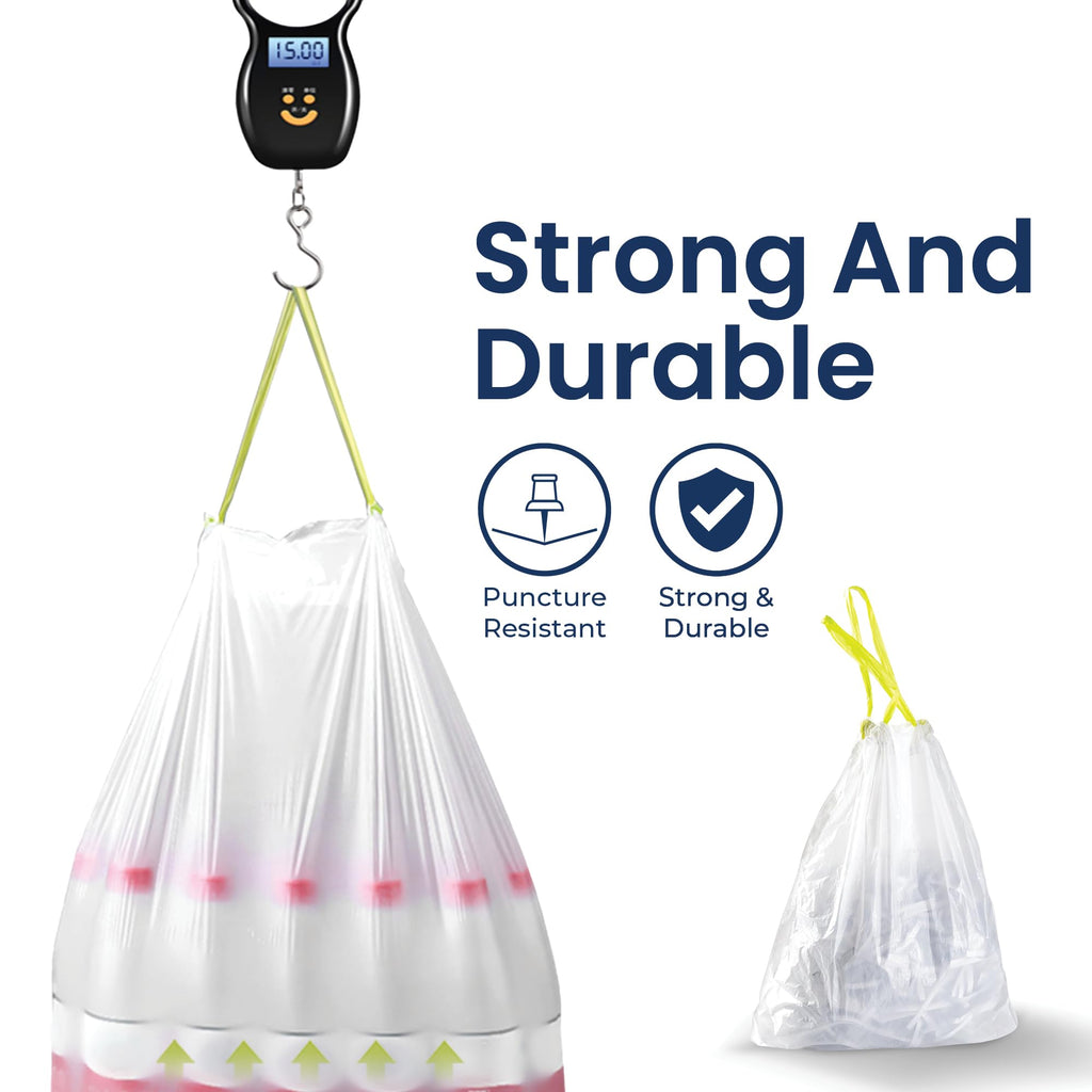 Extra Strong Trash Bags with Drawstring, Multiple Sizes 90 Count, Kitchen Drawstring trash bags 90 Trash Bags (10