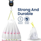 Extra Strong Trash Bags with Drawstring, Multiple Sizes 90 Count, Kitchen Drawstring trash bags 90 Trash Bags (10