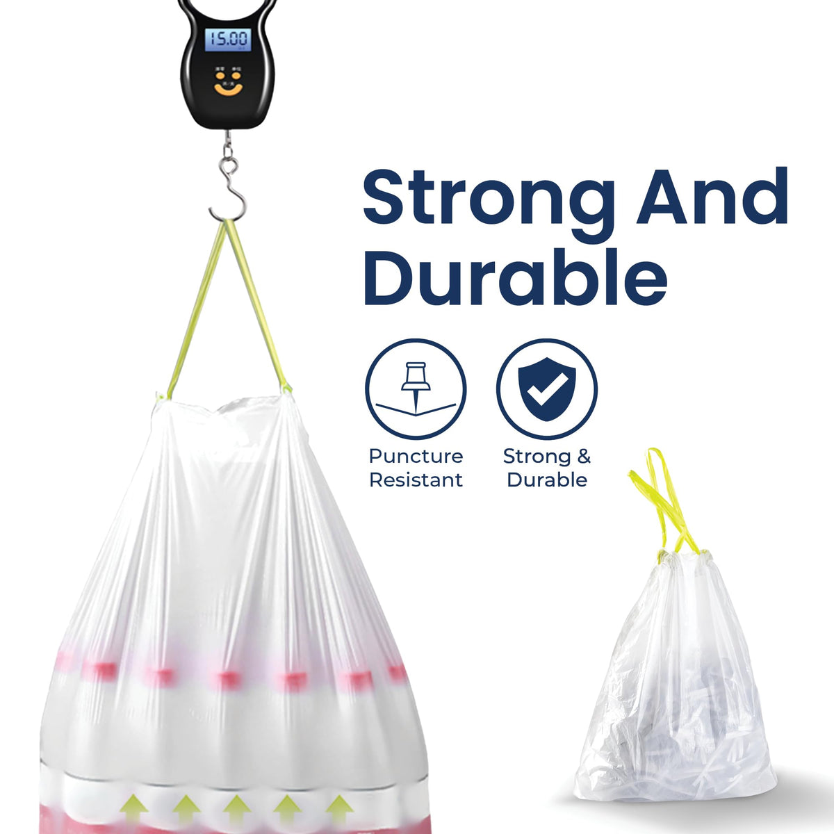 Extra Strong Trash Bags with Drawstring, Multiple Sizes 90 Count, Kitchen Drawstring trash bags 90 Trash Bags (10