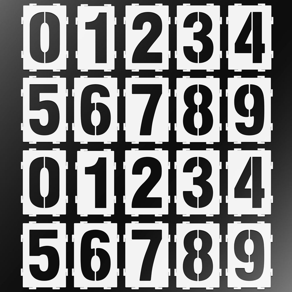 Interlocking Number Stencil Set – 20 Reusable Pieces for Numbers 0–9 – Durable 10 Mil Plastic – for Wood, Walls