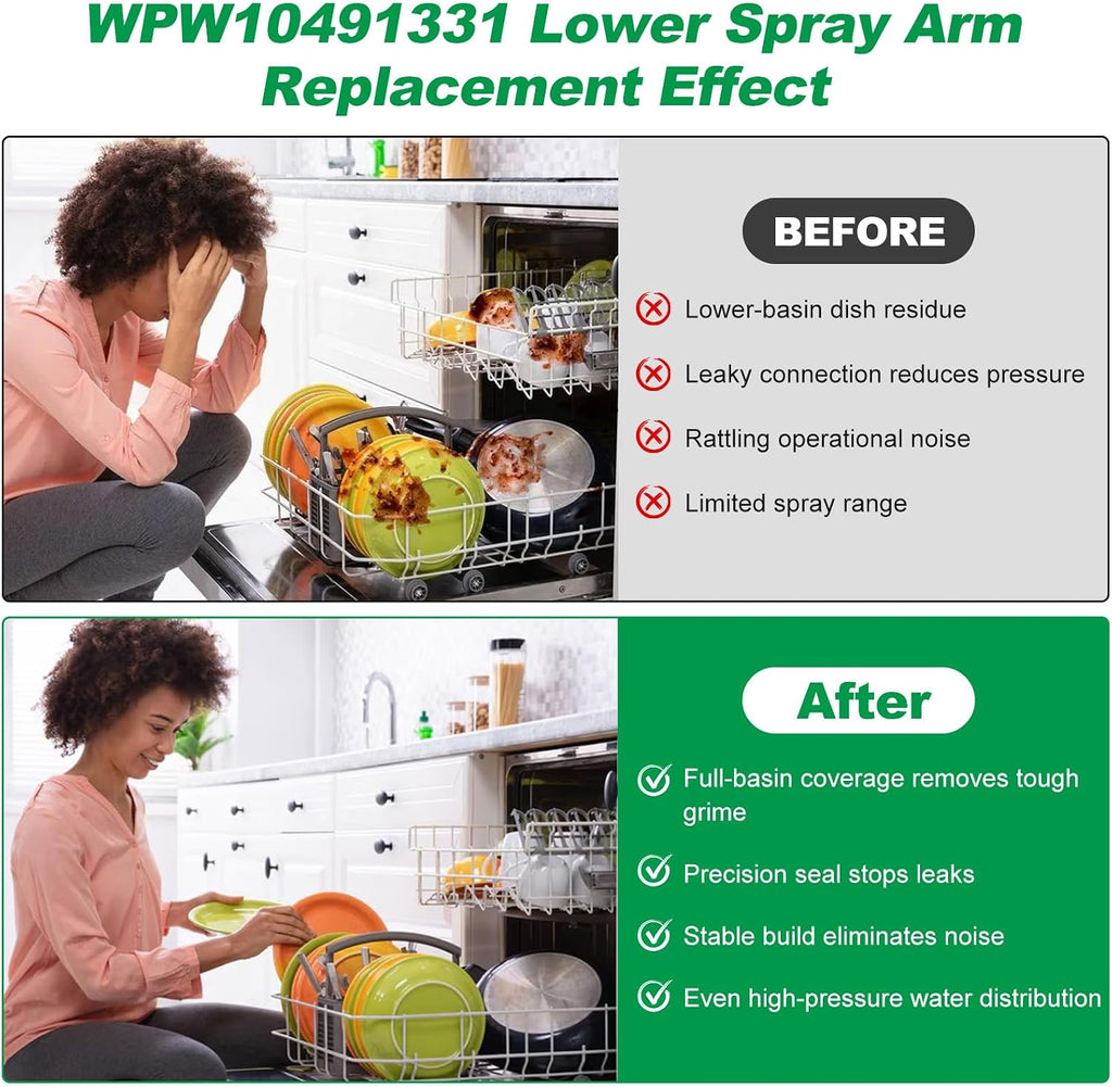 WPW10491331 Dishwasher Lower Spray Arm for Whirlpool, Amana, Ikea Dishwasher Replaces W10491331, PS11755592, 2312843