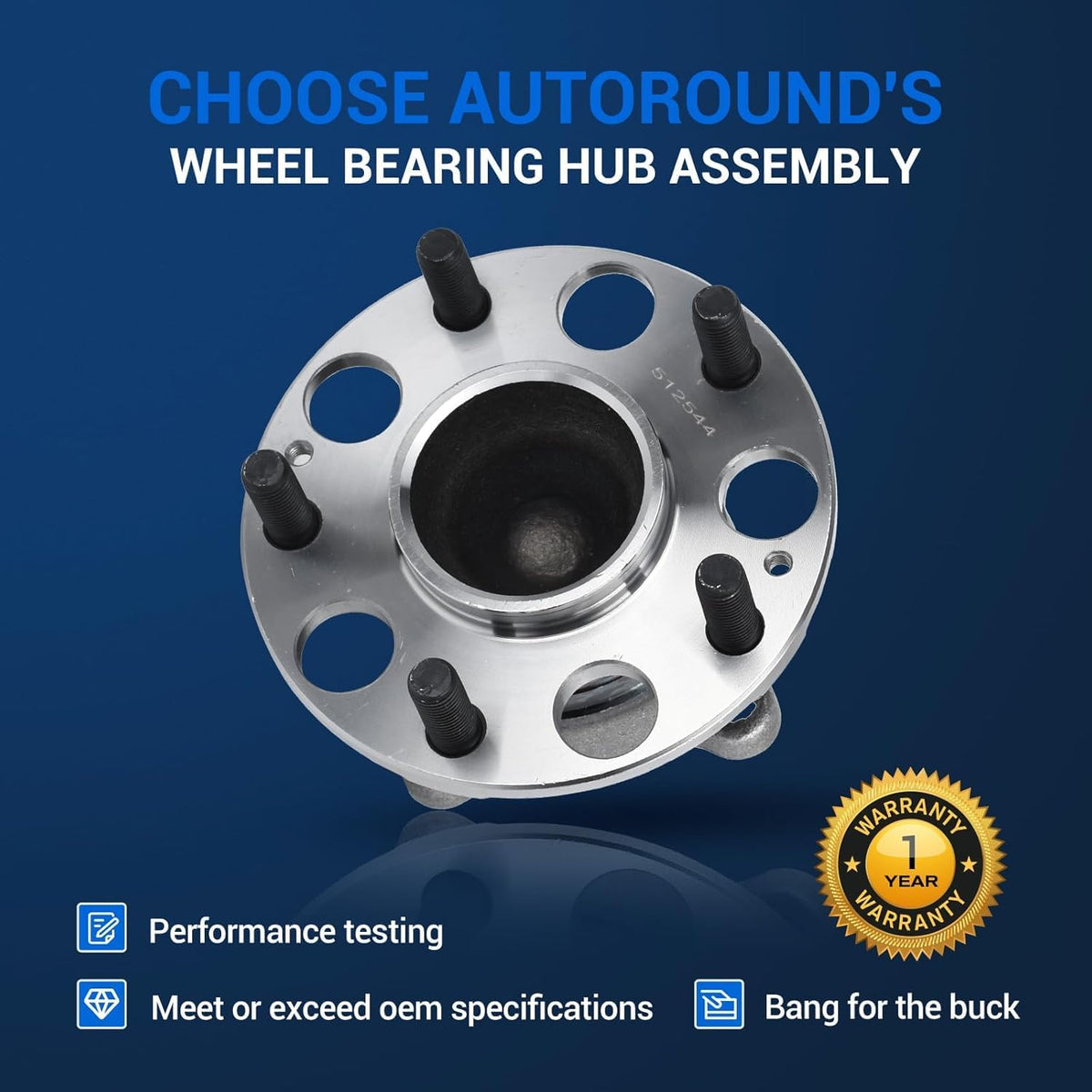 Autoround 512544 Rear Wheel Hub Assembly Fits Honda Accord 13-15 & 18-23